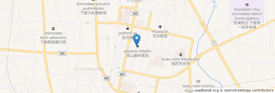 Mapa de ubicacion de 青山歯科医院 en Japonya, 茨城県, 筑西市.