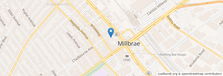 Mapa de ubicacion de ThinkTank Learning Millbrae en Vereinigte Staaten Von Amerika, Kalifornien, San Mateo County, Millbrae.
