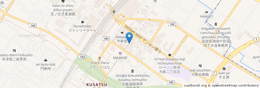 Mapa de ubicacion de ぷくぷく en اليابان, شيغا, 草津市.