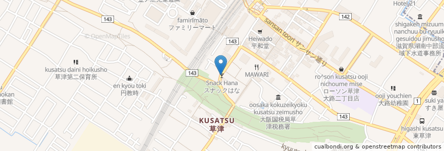 Mapa de ubicacion de スナックはな en 日本, 滋賀県/滋賀縣, 草津市.