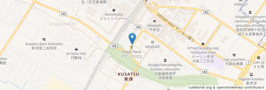 Mapa de ubicacion de ステーキハウス 近江 en Giappone, Prefettura Di Shiga, 草津市.