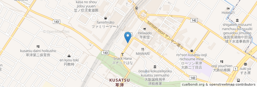 Mapa de ubicacion de ほがらか亭 en 日本, 滋賀県/滋賀縣, 草津市.