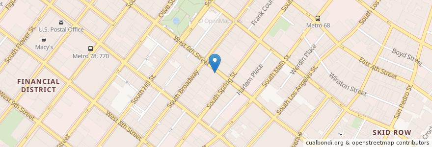 Mapa de ubicacion de D-Town Burger Bar en Amerika Syarikat, California, Los Angeles County, Los Angeles.