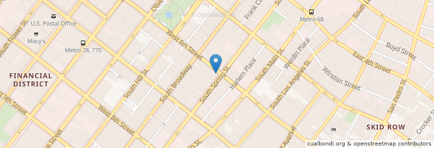 Mapa de ubicacion de Starbucks en United States, California, Los Angeles County, Los Angeles.