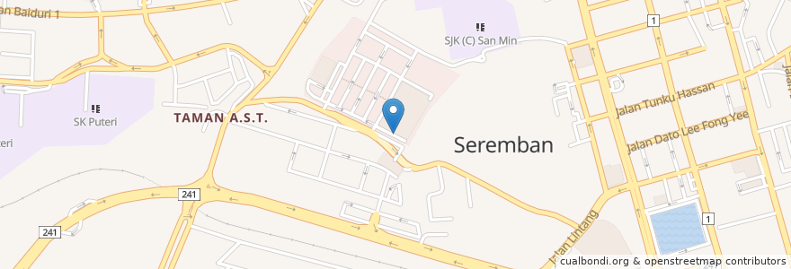 Mapa de ubicacion de MBO Cinemas en مالزی, نگاری سمبیلان, Seremban.