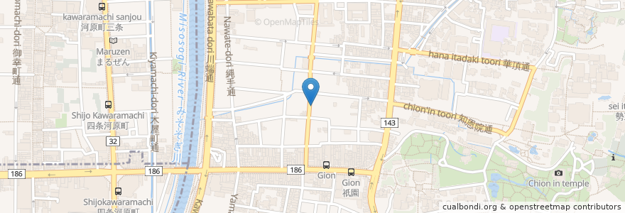 Mapa de ubicacion de 花見小路 en 日本, 京都府, 京都市, 東山区.