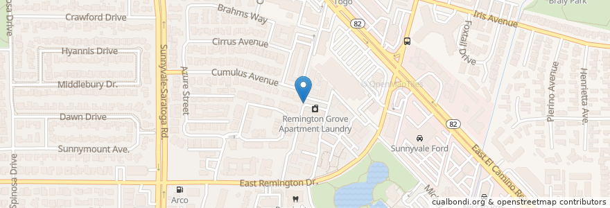 Mapa de ubicacion de Remington Grove Apartment Recycle & Garbage en 미국, 캘리포니아주, Santa Clara County, Sunnyvale.