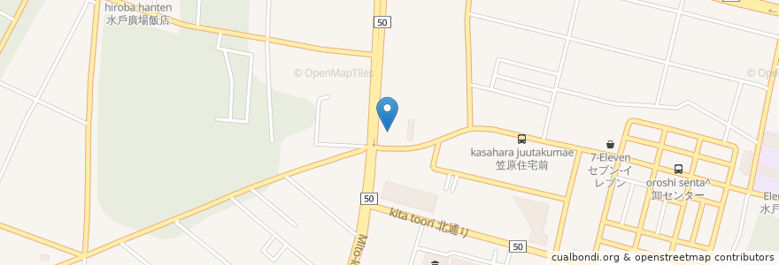 Mapa de ubicacion de 筑波銀行 en Japão, 茨城県, 水戸市.