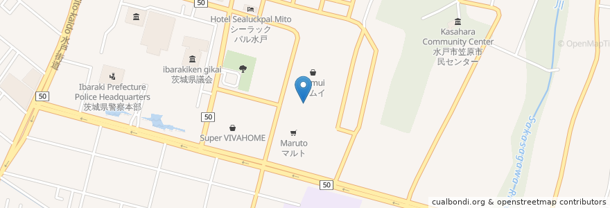 Mapa de ubicacion de 常陽銀行 en اليابان, إيباراكي, 水戸市.