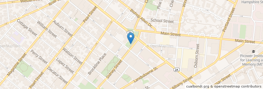 Mapa de ubicacion de Blue Bikes - University Park at Sindey Street en 美利坚合众国/美利堅合眾國, 马萨诸塞州 / 麻薩諸塞州 / 麻省, Middlesex County, Cambridge.