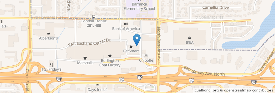 Mapa de ubicacion de The Habit Burger Grill en 美利坚合众国/美利堅合眾國, 加利福尼亚州/加利福尼亞州, 洛杉矶县, West Covina.