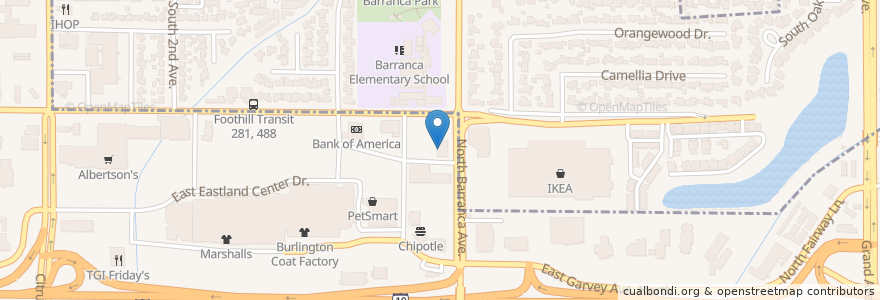 Mapa de ubicacion de Menchie's en Estados Unidos Da América, Califórnia, Los Angeles County, West Covina.