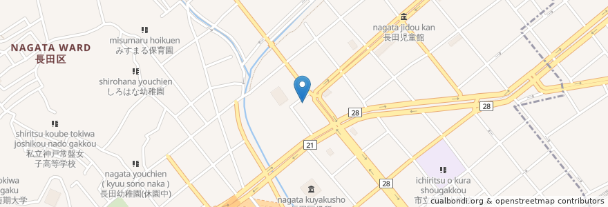 Mapa de ubicacion de 三井住友銀行長田支店 en اليابان, 兵庫県, 神戸市, 長田区.
