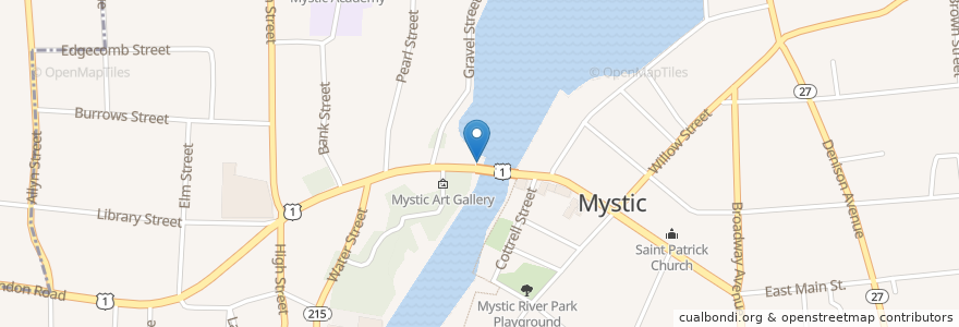 Mapa de ubicacion de Mystic Drawbridge Ice Cream en 미국, 코네티컷, New London County, Stonington, Groton.