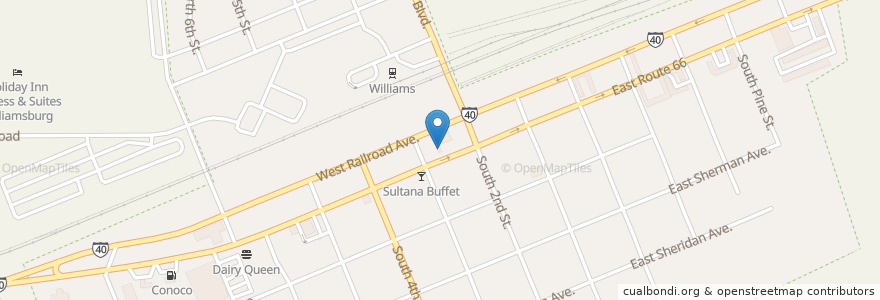 Mapa de ubicacion de Circle K en 미국, 애리조나, Coconino County, Williams.
