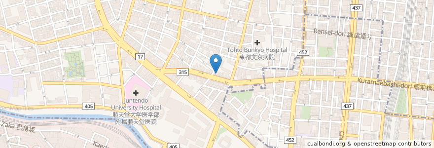 Mapa de ubicacion de 朝日信用金庫 en 일본, 도쿄도, 분쿄구.