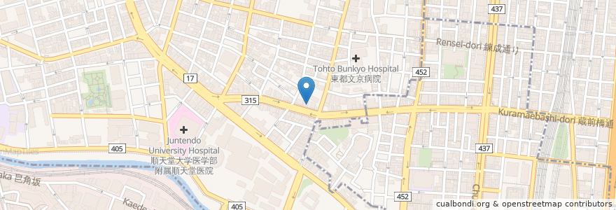 Mapa de ubicacion de ラーメン大至 en اليابان, 東京都, 文京区, 千代田区.