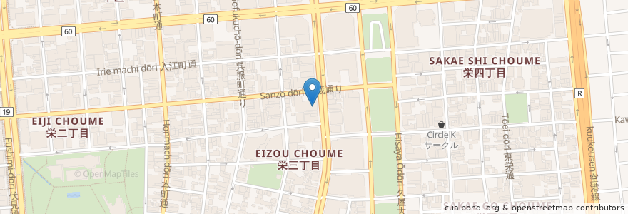 Mapa de ubicacion de 愛知銀行 en Japon, Préfecture D'Aichi, 名古屋市, 中区.