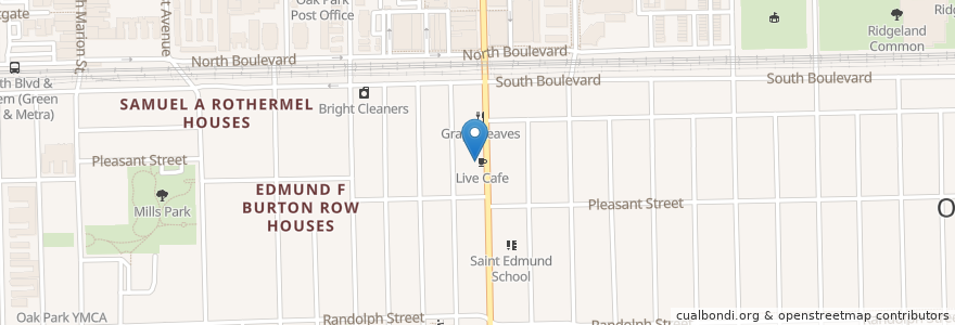 Mapa de ubicacion de Live Cafe en 미국, 일리노이, Oak Park.