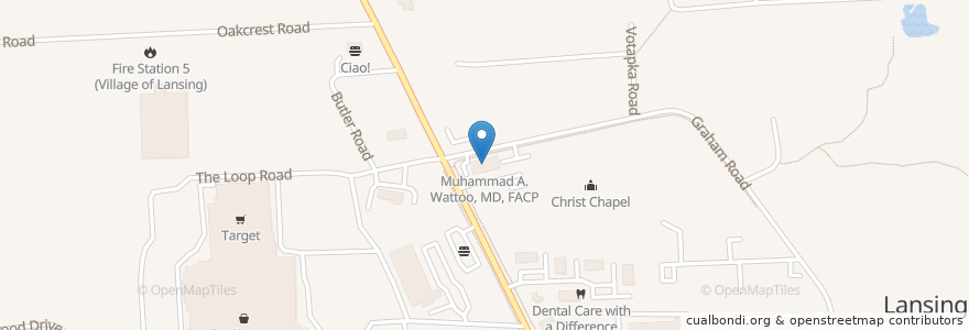 Mapa de ubicacion de Muhammad A. Wattoo, MD, FACP en アメリカ合衆国, ニューヨーク州, Tompkins County, Lansing Town.