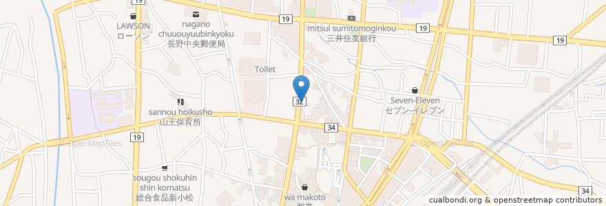 Mapa de ubicacion de Cafe Shinka en ژاپن, 長野県, 長野市.