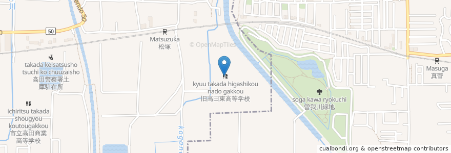 Mapa de ubicacion de 旧高田東高等学校 en 日本, 奈良県, 大和高田市.