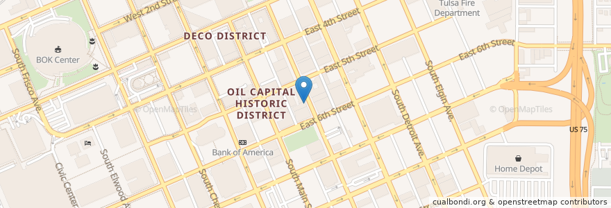 Mapa de ubicacion de Elote en United States, Oklahoma, Tulsa County, Tulsa.