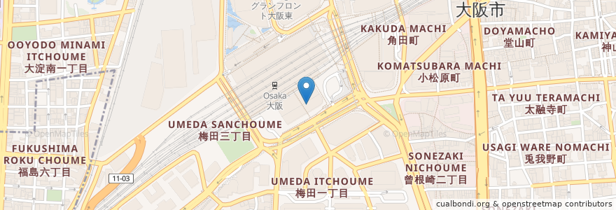 Mapa de ubicacion de 水の時計 en Jepun, 大阪府, 大阪市, 北区.