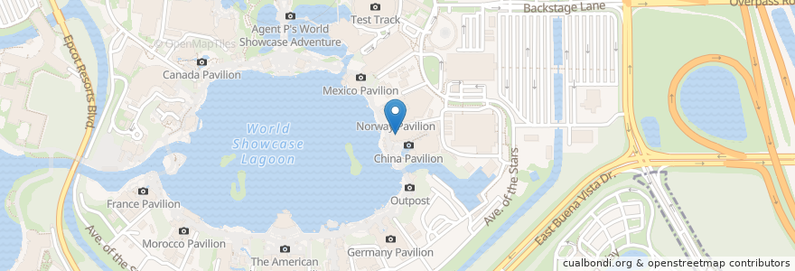 Mapa de ubicacion de Nine Dragons Restaurant en Estados Unidos Da América, Flórida, Reedy Creek Improvement District, Condado De Orange, Bay Lake.