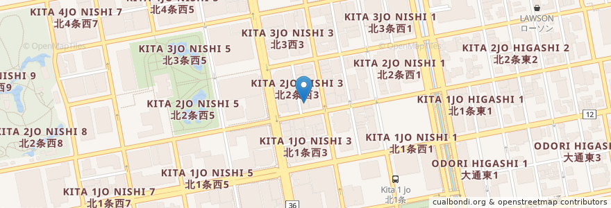 Mapa de ubicacion de 胃腸科･内科 en Japan, Hokkaido Prefecture, Ishikari Subprefecture, Sapporo, Chuo.
