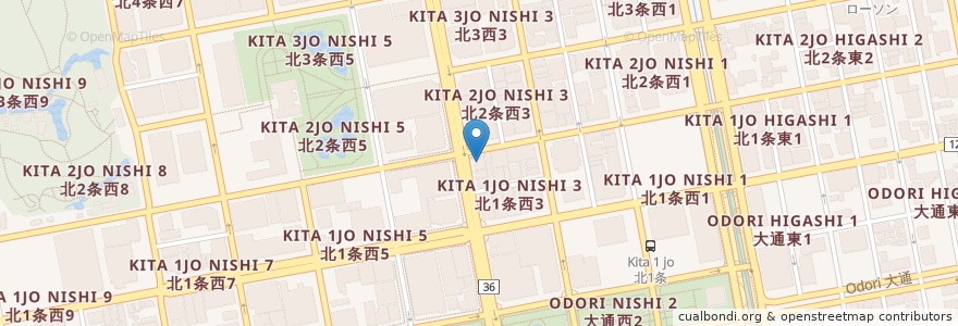 Mapa de ubicacion de 小野百合内科クリニック en Japan, 北海道, 石狩振興局, Sapporo, 中央区.