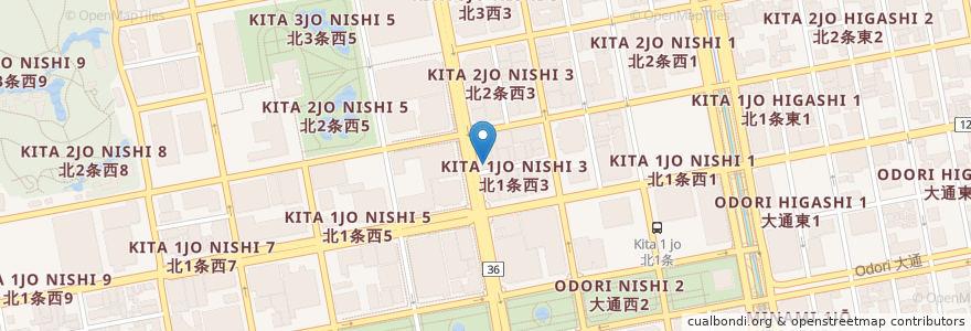 Mapa de ubicacion de 松のや en Japón, Prefectura De Hokkaidō, 石狩振興局, Sapporo, 中央区.