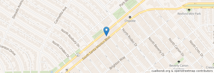 Mapa de ubicacion de Panini Cafe en アメリカ合衆国, カリフォルニア州, Los Angeles County, ロサンゼルス, Beverly Hills.