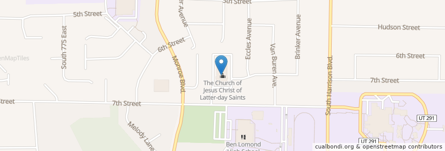 Mapa de ubicacion de The Church of Jesus Christ of Latter-day Saints en الولايات المتّحدة الأمريكيّة, يوتا, Weber County, Ogden.