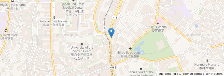 Mapa de ubicacion de クオール薬局 en 日本, 東京都, 港区, 広尾.