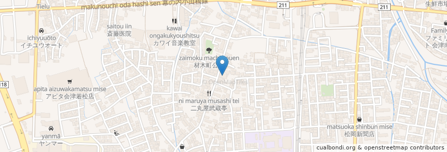 Mapa de ubicacion de 小野木クリニック en 日本, 福島県, 会津若松市.