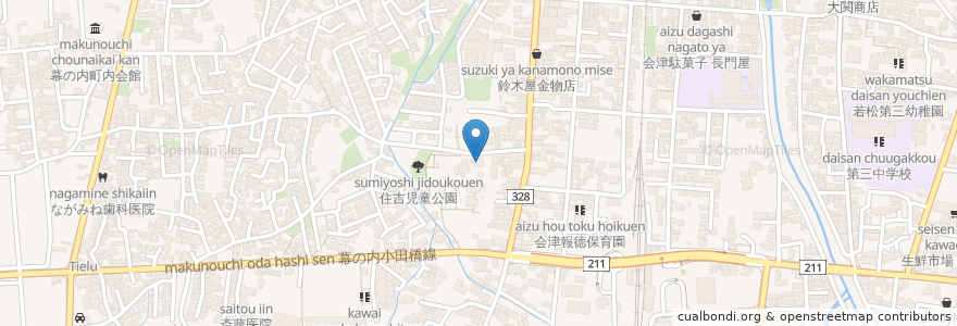 Mapa de ubicacion de 医療法人 手塚医院 en 日本, 福島県, 会津若松市.