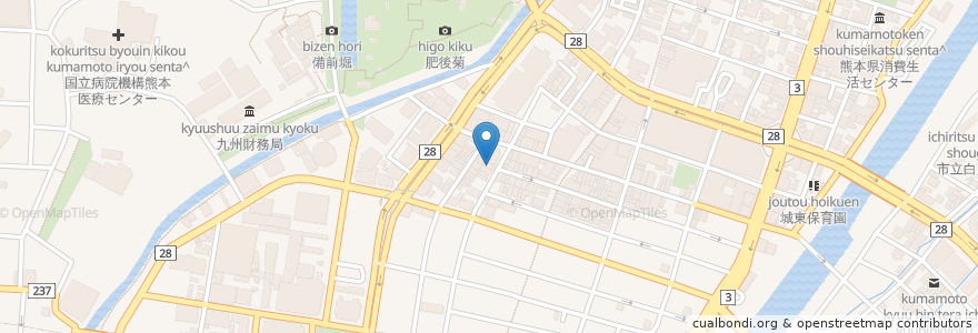 Mapa de ubicacion de 桂花ラーメン en ژاپن, 熊本県, 熊本市, 中央区.