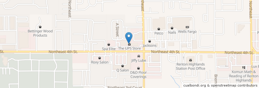 Mapa de ubicacion de The UPS Store en Vereinigte Staaten Von Amerika, Washington, King County, Renton.