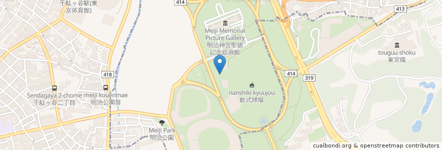 Mapa de ubicacion de 外苑パーラー en Japan, 東京都.
