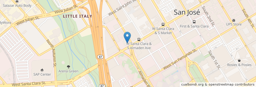 Mapa de ubicacion de Hedley Club en Estados Unidos De América, California, Santa Clara County, San José.