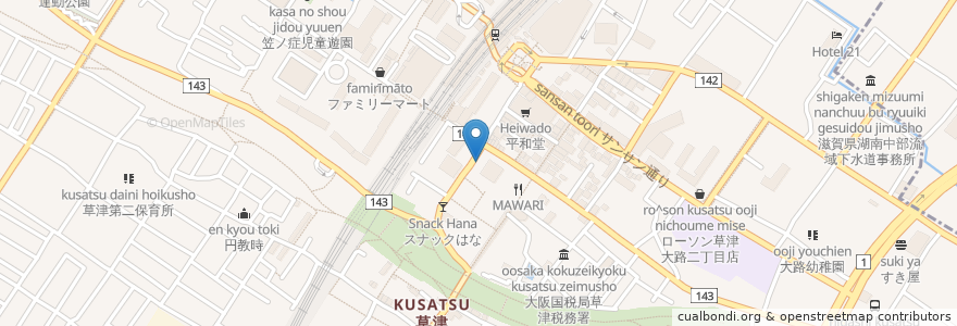 Mapa de ubicacion de Bunch en 日本, 滋賀県/滋賀縣, 草津市.
