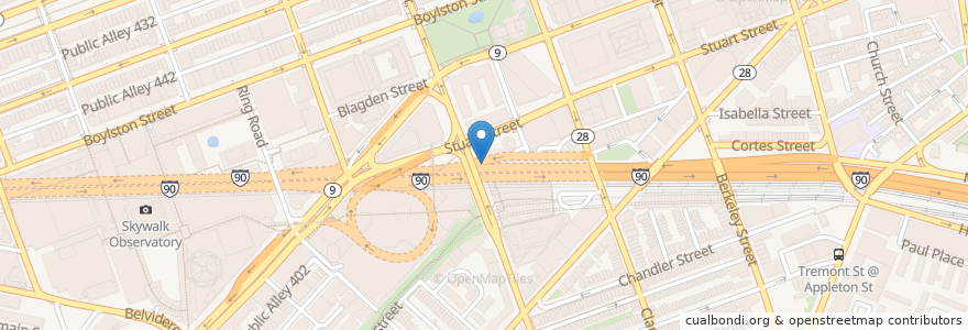 Mapa de ubicacion de Harvard Vanguard Medical Associates en Estados Unidos De América, Massachusetts, Suffolk County, Boston.