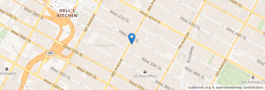 Mapa de ubicacion de KungFu Kitchen en Соединённые Штаты Америки, Нью-Йорк, Нью-Йорк, Округ Нью-Йорк, Манхэттен, Manhattan Community Board 5, Manhattan Community Board 4.