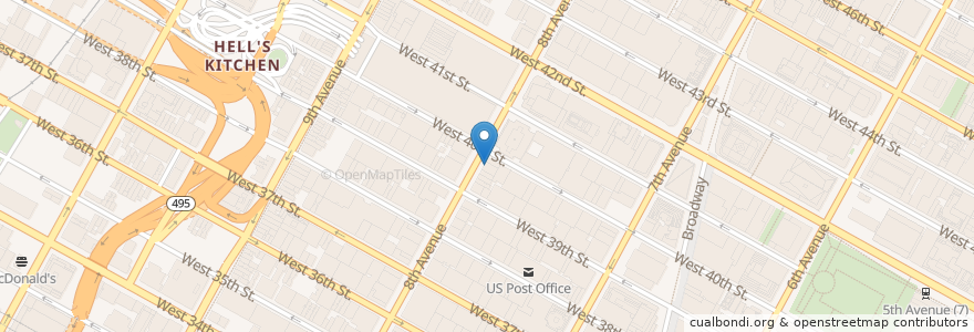 Mapa de ubicacion de The Hummus and Pita Co. en 美利坚合众国/美利堅合眾國, 纽约州 / 紐約州, 纽约, 纽约县, Manhattan, Manhattan Community Board 5, Manhattan Community Board 4.