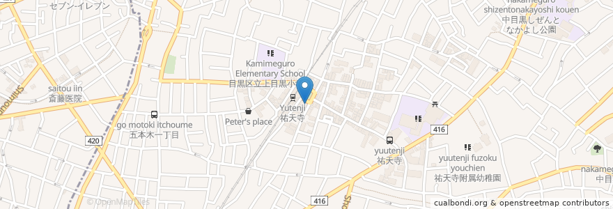 Mapa de ubicacion de CoCo壱番屋 東急祐天寺駅前店 en ژاپن, 東京都, 目黒区.