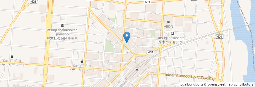 Mapa de ubicacion de イーナカフェ　本厚木店 en Japonya, 神奈川県, 厚木市.