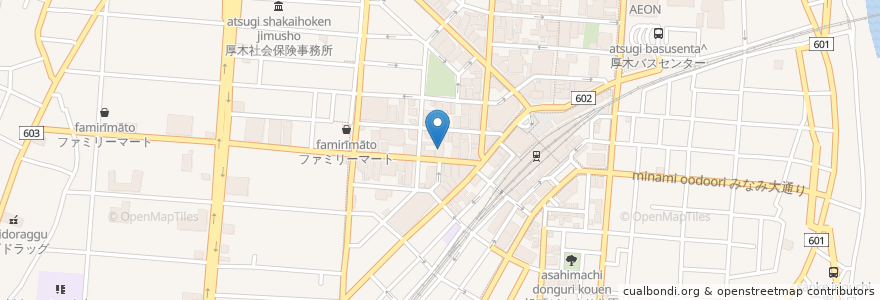 Mapa de ubicacion de 本厚木駅北口自転車等駐車場 en Japan, Präfektur Kanagawa, 厚木市.