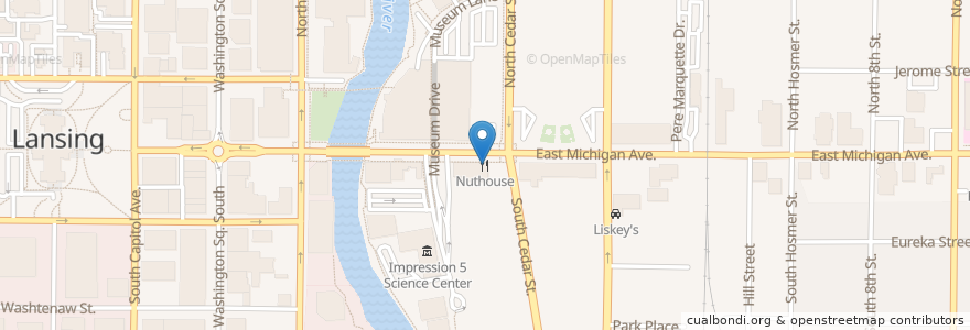 Mapa de ubicacion de Nuthouse en Amerika Syarikat, Michigan, Ingham County, Lansing.