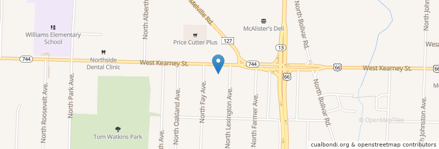 Mapa de ubicacion de Papa John's en Vereinigte Staaten Von Amerika, Missouri, Greene County, Springfield.